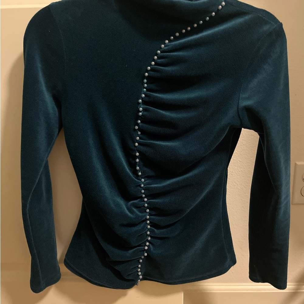 Elegant Teal Ruched Women's Top